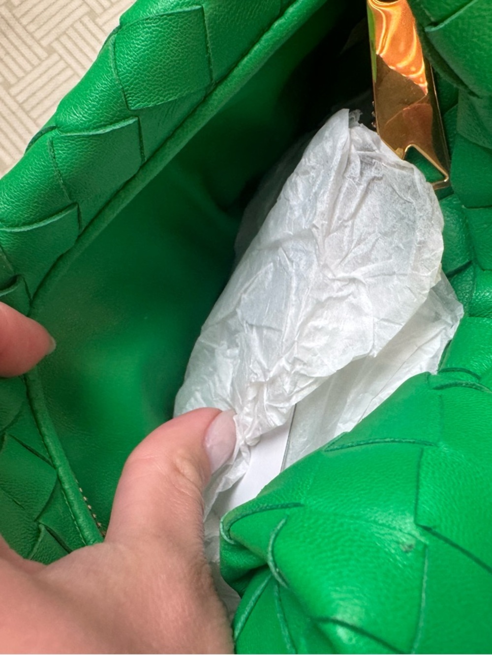 Bottega Veneta Green Jodie Intrecciato Knot Pouch perfect condition - Picture 3 of 8